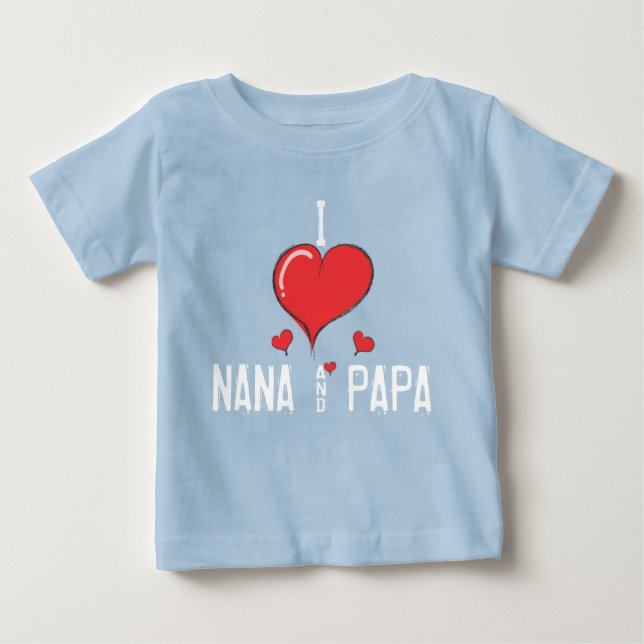 Camiseta Para Bebê Bebê eu amo NANA & PAPÁ (Frente)