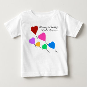 Camiseta Para Bebê Bebê Pequena Princesa Belo Coração Balões