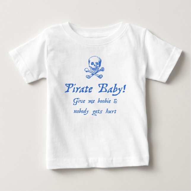 Camiseta Para Bebê Bebê Pirata Humorista (Frente)
