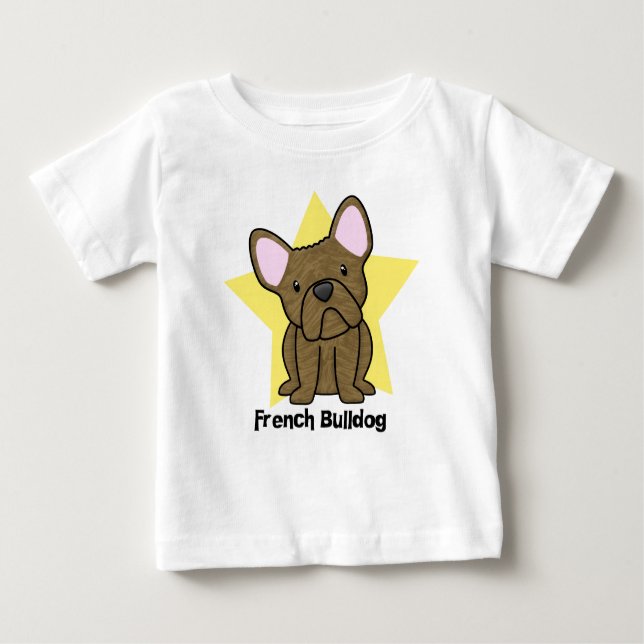 Camiseta Para Bebê Bebê rajado do buldogue francês da estrela de (Frente)