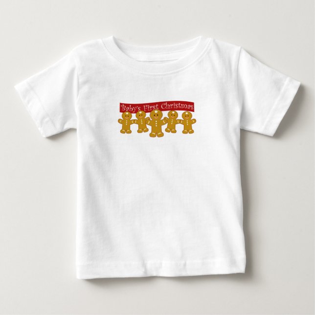 Camiseta Para Bebê Bebês Primeiro Natal (Frente)
