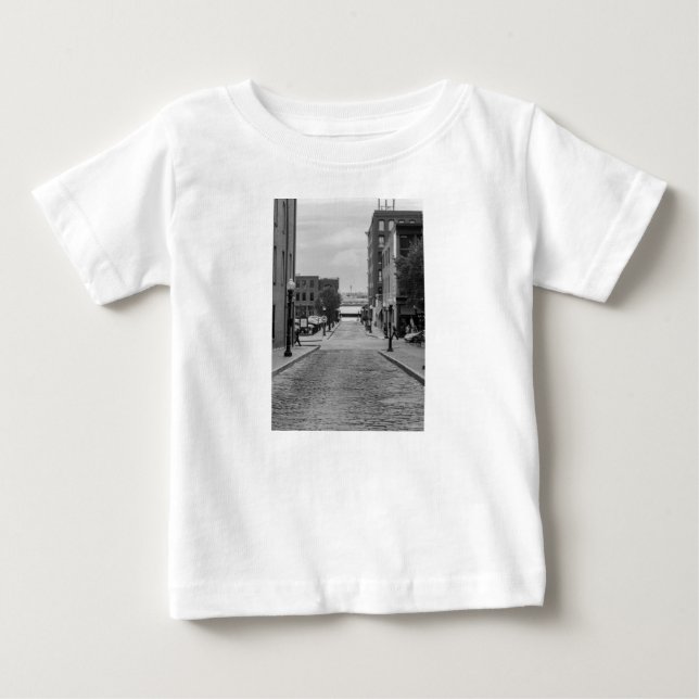 Camiseta Para Bebê Beco de St Louis Tons de Cinza (Frente)