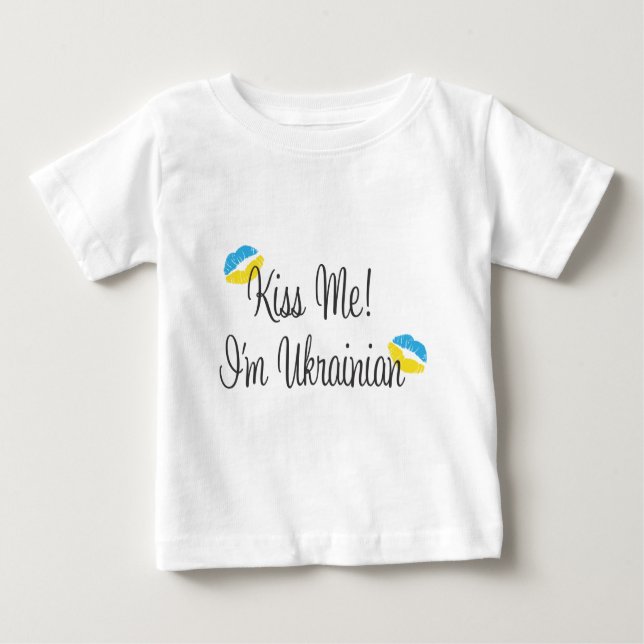 Camiseta Para Bebê Beije-me! Eu sou ucraniano (Frente)