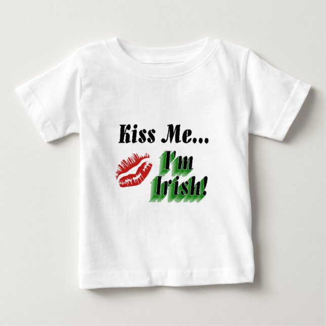 Camiseta Para Bebê Beije-me, sou irlandês (Frente)
