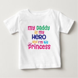 Camiseta Para Bebê Bela citação do bebê Hero pai e princesa filha