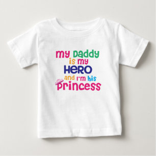 Camiseta Para Bebê Bela citação do bebê Hero pai e princesa filha