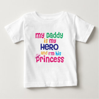 Camiseta Para Bebê Bela citação do bebê Hero pai e princesa filha