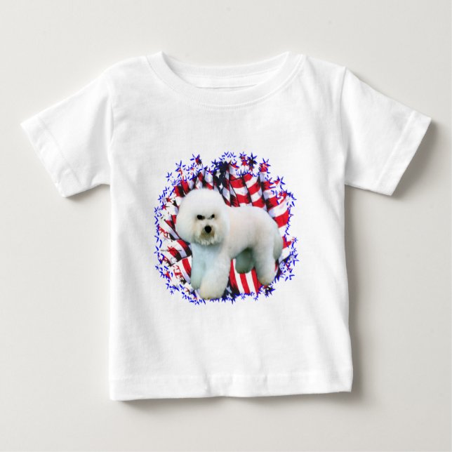 Camiseta Para Bebê Bichon Frise Patriot (Frente)