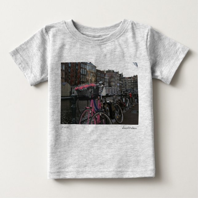 Camiseta Para Bebê bicicleta Amesterdã (Frente)