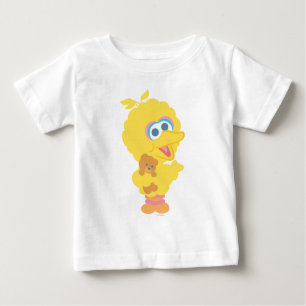 Camiseta Para Bebê Big Bird Segurando Urso de Teddy