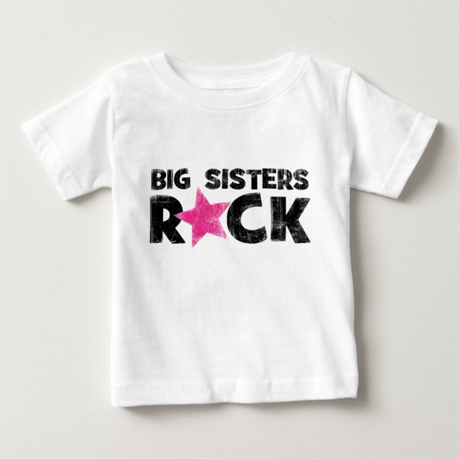 Camiseta Para Bebê Big Sisters Rock (Frente)