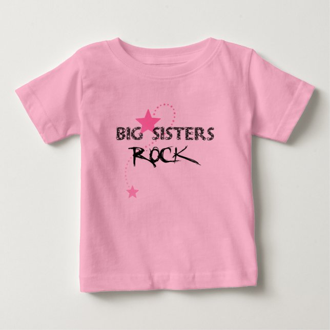 Camiseta Para Bebê Big Sisters Rock Toddler Long Sleeve (Frente)