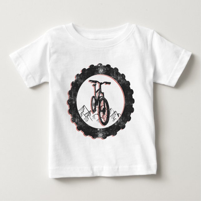 Camiseta Para Bebê Biking da montanha (Frente)