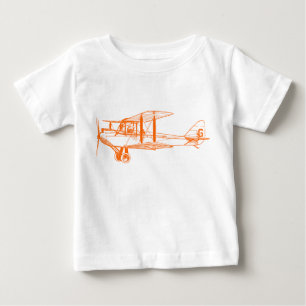 Camiseta Para Bebê Biplano Antigo - Laranja
