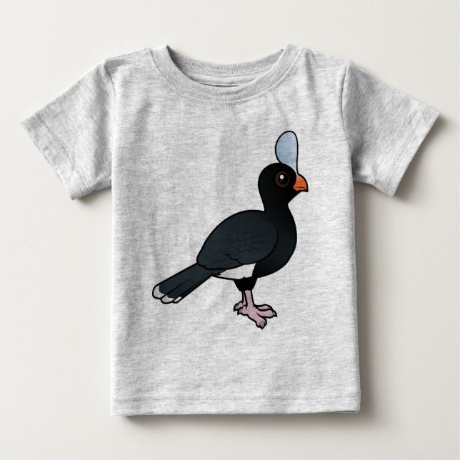 Camiseta Para Bebê Birdorable Curassow protegido com capacete (Frente)