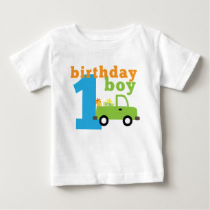 Camiseta Para Bebê Birthday Boy Truck 1