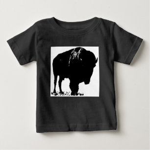 Camiseta Para Bebê Bison Buffalo, Pop de Arte Negra