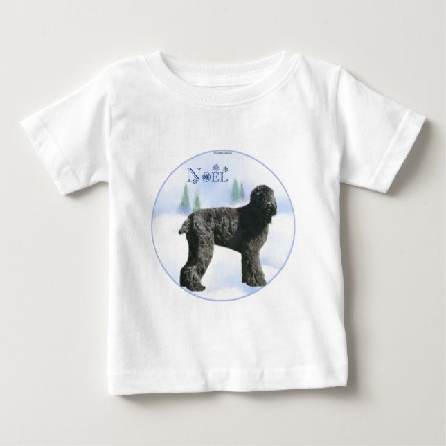 Camiseta Para Bebê Black Russo Terrier Noel (Frente)