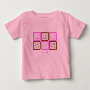 Camiseta Para Bebê Bloco de Palavras Sis de Corda Lil com Nome