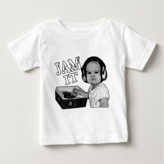 Camiseta Para Bebê "Bloqueie-o" rotações do DJ do bebê em uma