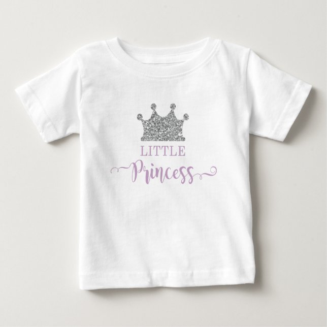 Camiseta Para Bebê Body Tutu de Princesinha, Roxo e Prata (Frente)