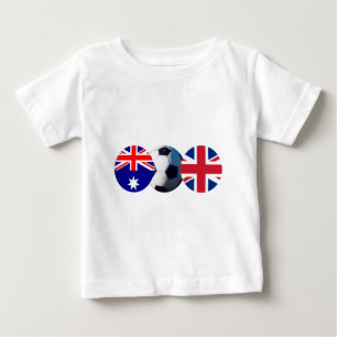 Camiseta Para Bebê Bola de Futebol Austrália e Reino Unido Bandeira