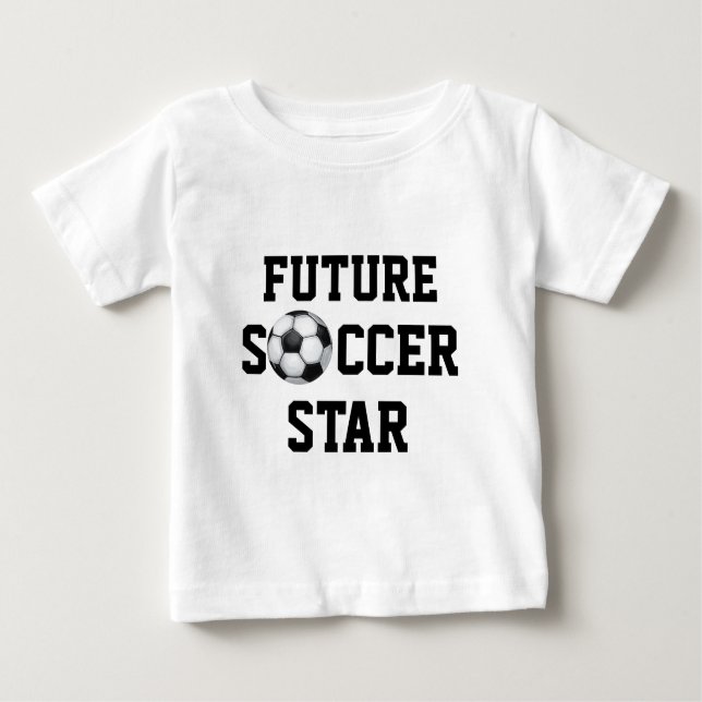 Camiseta Para Bebê Bola de Futebol, Estrela de Futebol (Frente)