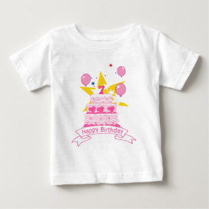 Camiseta Para Bebê Bolo de aniversário de 7 anos