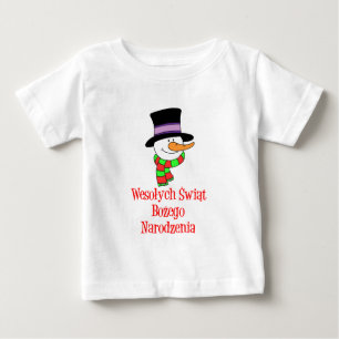 Camiseta Para Bebê Boneco de neve polonês do Feliz Natal