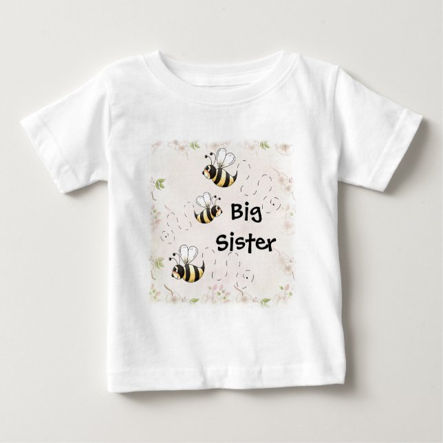 Camiseta Para Bebê Bonita Abelhas do País Grande Irmã (Frente)