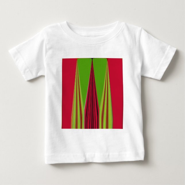 Camiseta Para Bebê Bonita design de arte fractal verde-amarela vermel (Frente)