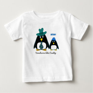 Camiseta Para Bebê Bonito como Pai. Pinguim Pequeno Doce