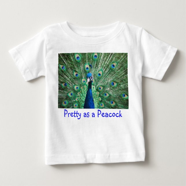 Camiseta Para Bebê Bonito como Pavão (Frente)