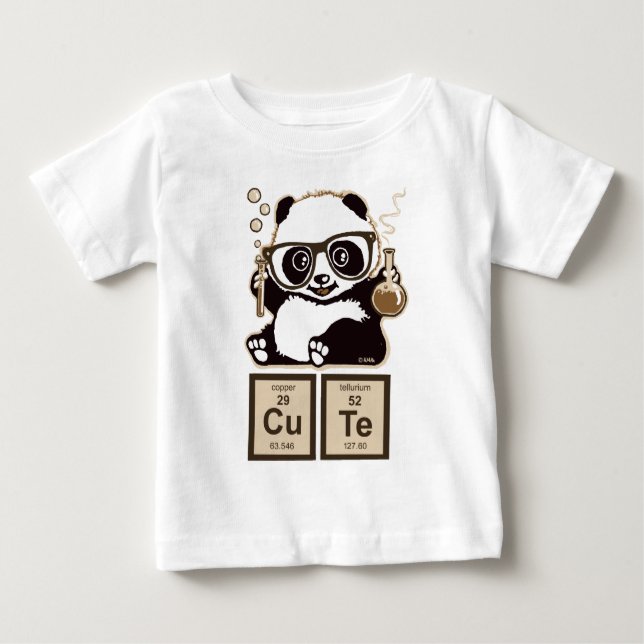 Camiseta Para Bebê Bonito descoberto panda da química (Frente)