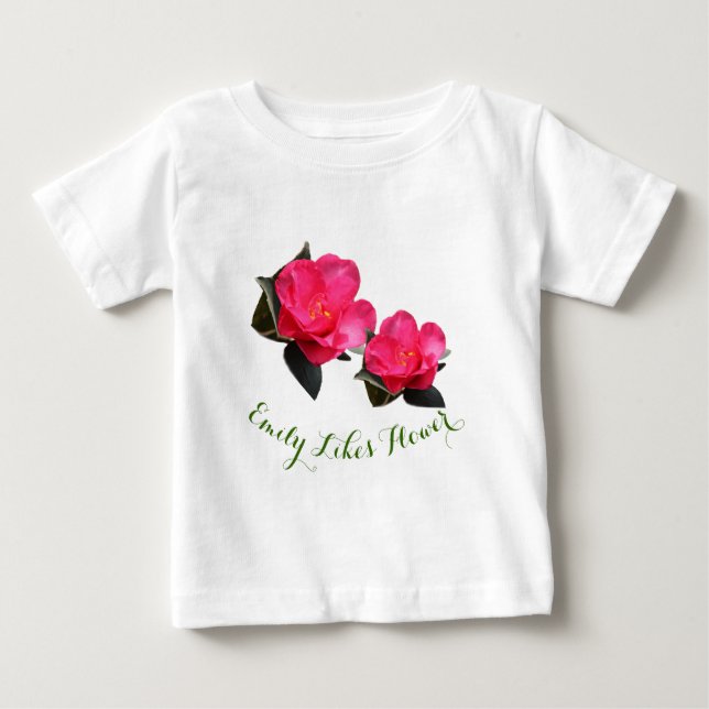 Camiseta Para Bebê bonito flor rosa da camela. Menininha gosta (Frente)