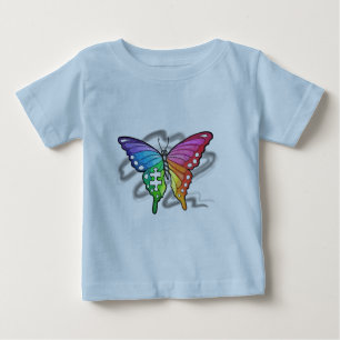 Camiseta Para Bebê Borboleta-Arco-Íris