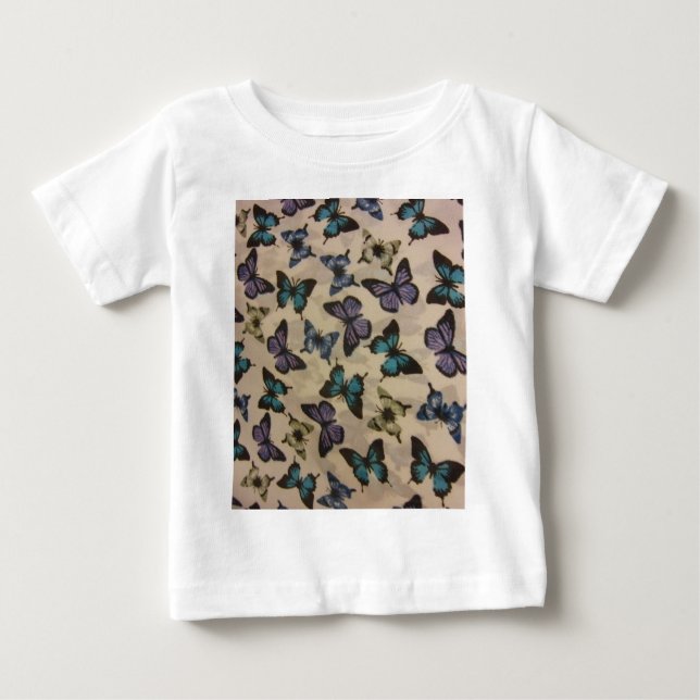 Camiseta Para Bebê Borboletas Azuis (Frente)