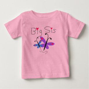 Camiseta Para Bebê Borboletas Big Sis