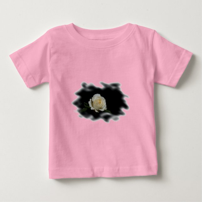 Camiseta Para Bebê Bordas queimadas de rosa branca (Frente)
