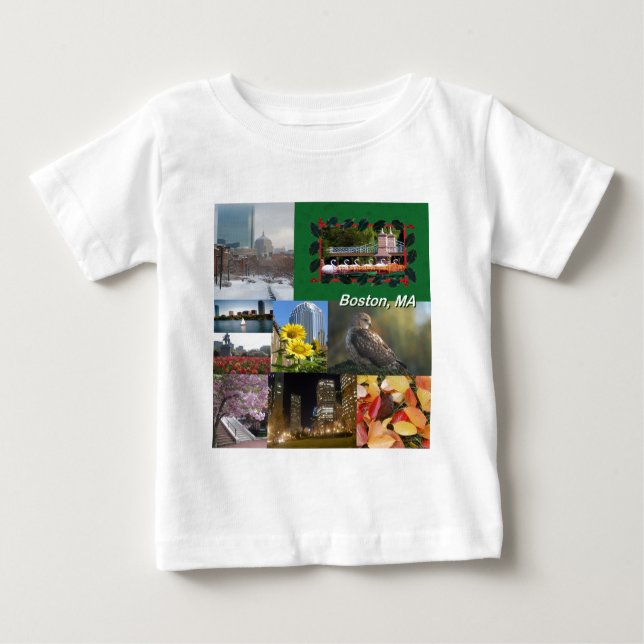 Camiseta Para Bebê Boston, Massachusetts (Frente)