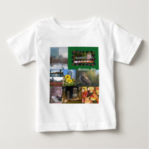 Camiseta Para Bebê Boston, Massachusetts Photo Collage