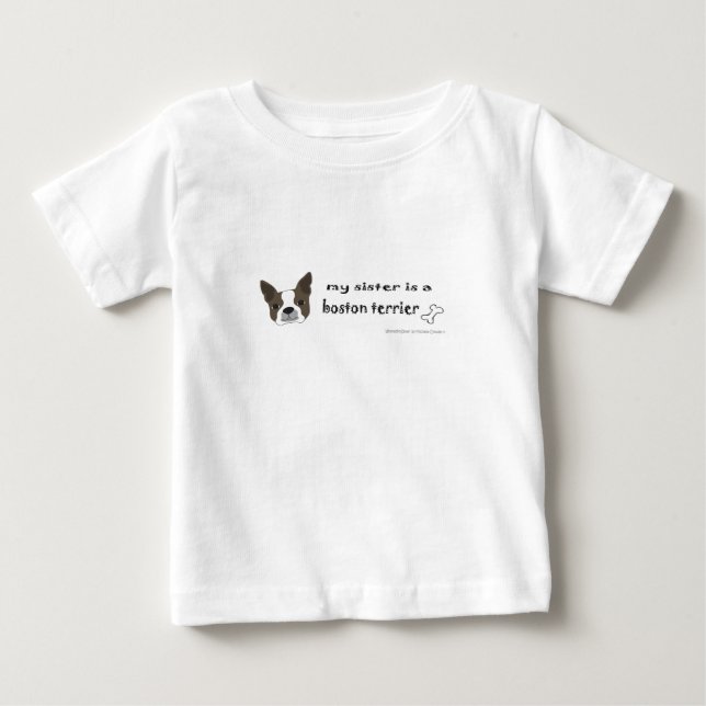 Camiseta Para Bebê boston terrier (Frente)