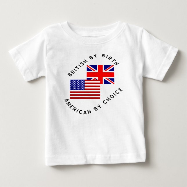 Camiseta Para Bebê British By Birds American By Choice (Frente)