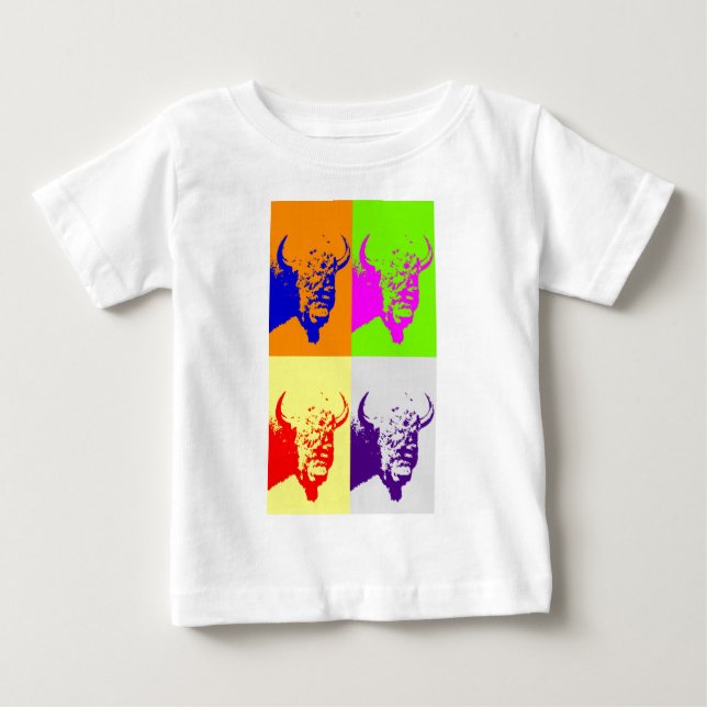 Camiseta Para Bebê Buffalo de Pop de 4 cores (Frente)