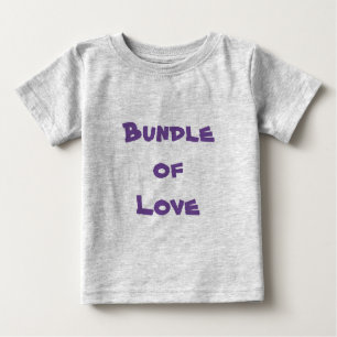 Camiseta Para Bebê BUNDLE DE AMOR - Cinza Simples/Roxo