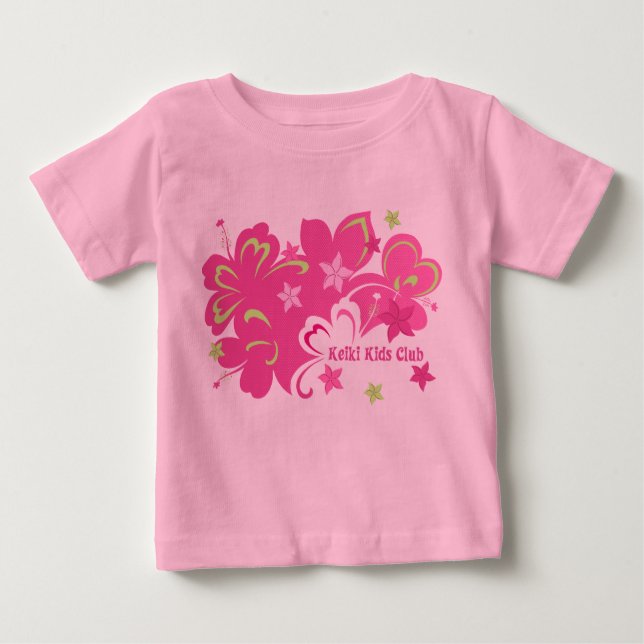 Camiseta Para Bebê Butterflibiscus Hawaiian Hibiscus e Borboleta (Frente)