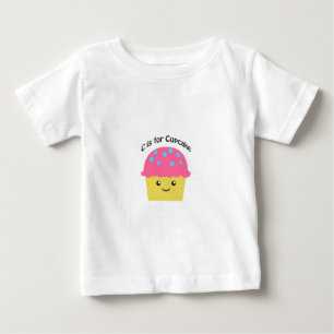 Camiseta Para Bebê C é de Cupcake