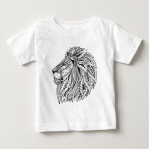 Camiseta Para Bebê Cabeça modelada étnica do leão