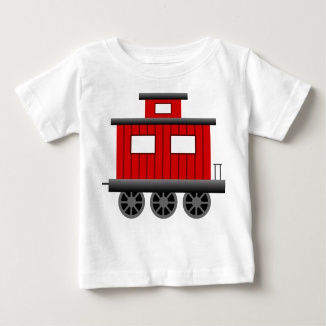 Camiseta Para Bebê Caboose vermelho do trem (Frente)