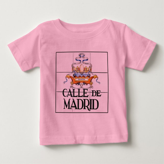 Camiseta Para Bebê Calle de Madrid, Sinal de Rua Madrid (Frente)